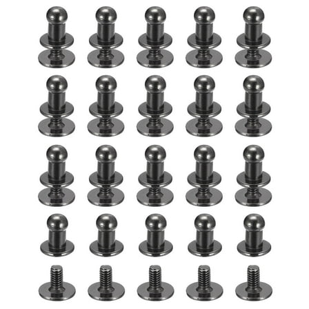 4mm Ball Head Stud Rivets Screw Back, 50Pack Round Head Button Nipple Rivet, Metallic Black