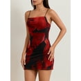 thumbnail image 4 of Raccmtaty Women's Bodycon Mini Dress Sleeveless Spaghetti Strap Cowl Neck Abstract Print Dress Casual Night Out Dress, 4 of 8