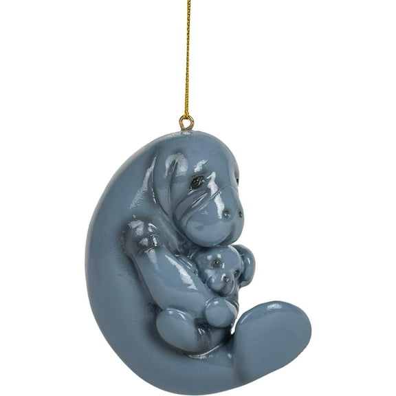 Mommy Manatee Hugging Her Baby with Love Christmas Tree Ornament