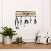 Snapinvent Wall Mounted Key Hooks Holder | Entryway Wooden Keys Hanger Organizer | Natural Wall-mount Wood & Metal Key-hooks