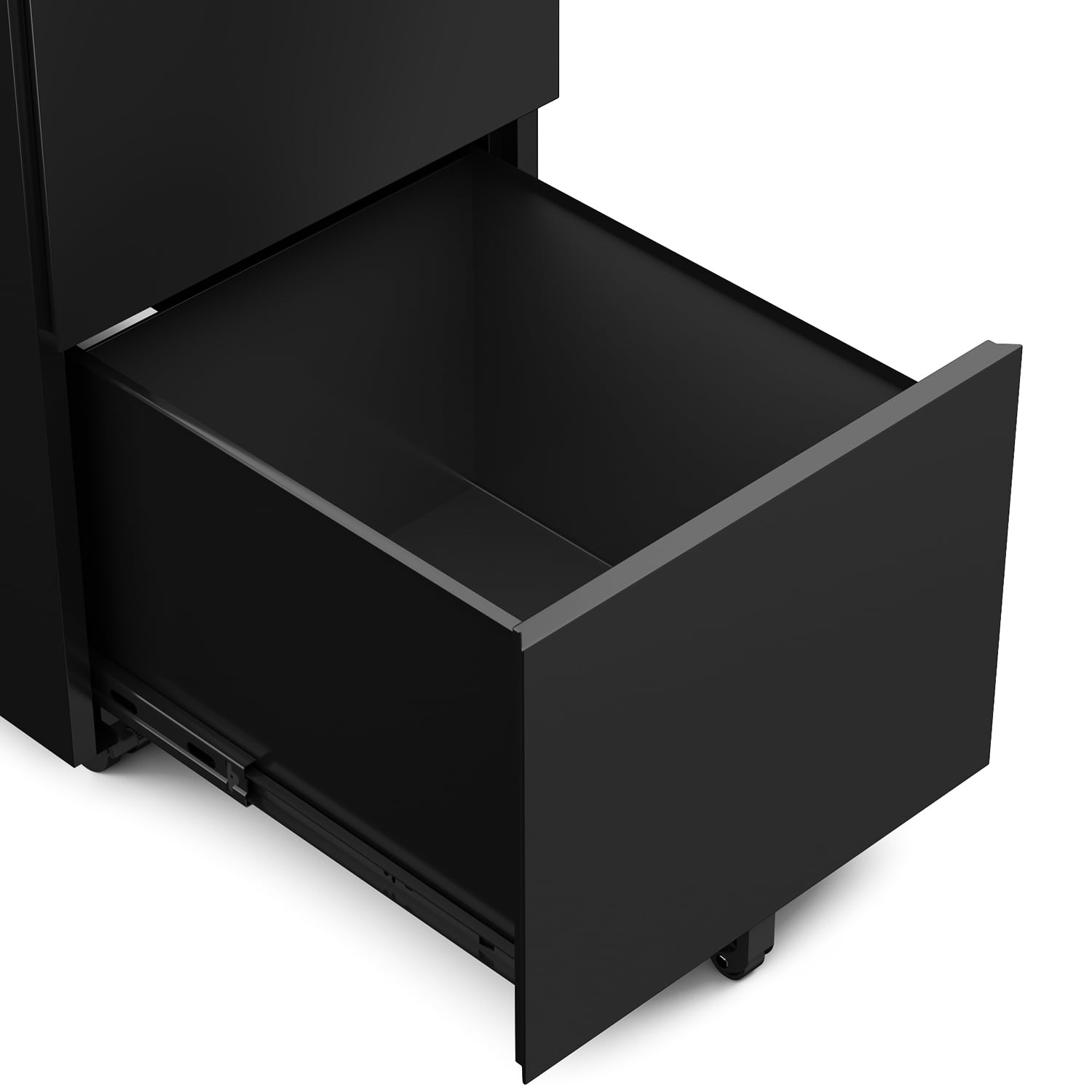 Kepooman 2-Drawer Mobile Steel File Cabinet with Lock for Legal/Letter Size, 15"L x 19.6"W x 24.4"H, Black
