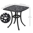 thumbnail image 2 of 21" Square Cast Aluminum Outdoor Side Table with Umbrella Hole, Black Floral Pattern Patio End Table for Garden, Balcony, Poolside, and Backyard, Weather Resistant Design, 2 of 7