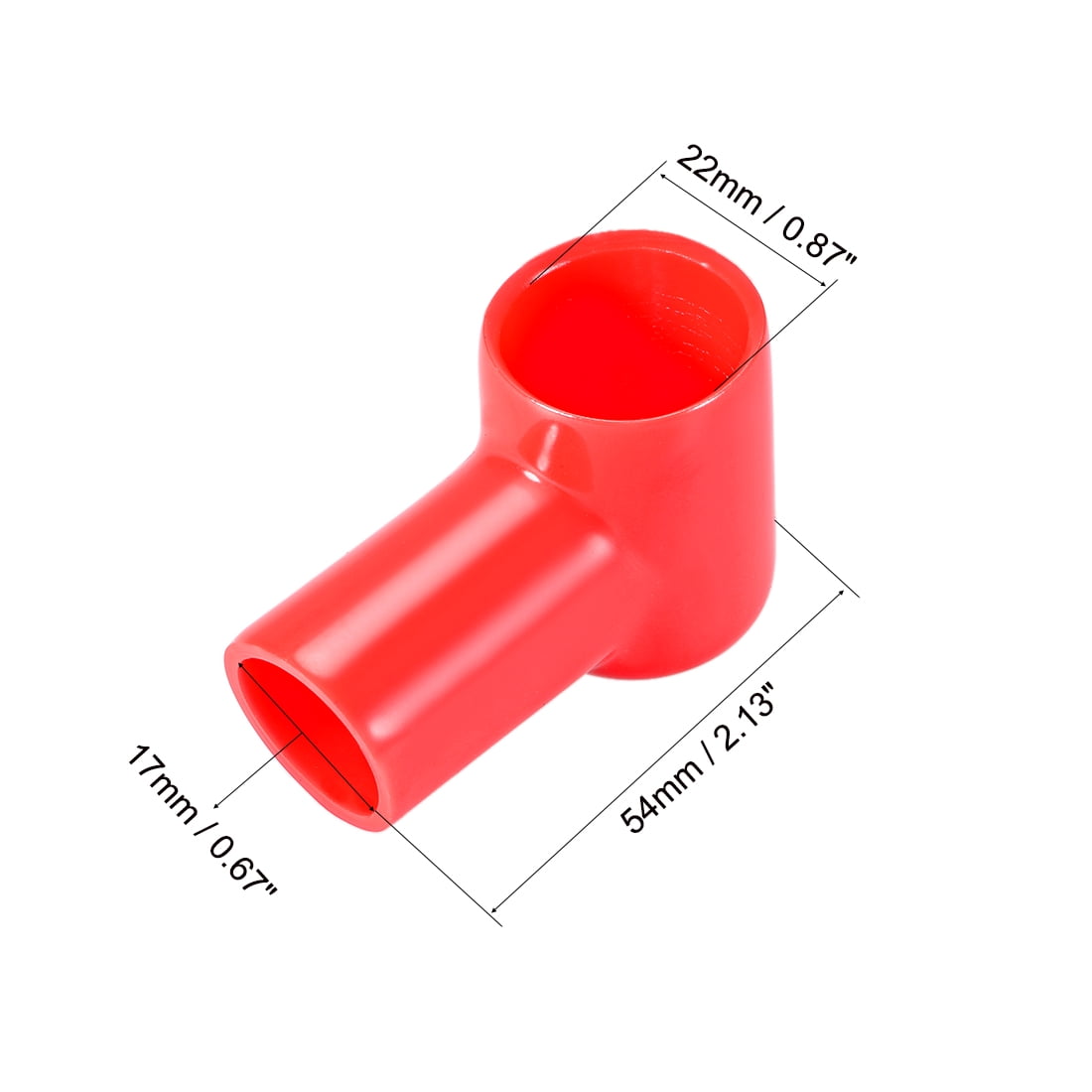 sourcing map Borne Caoutchouc Protecteur Couvre pour Batterie Rouge Noir 17mmx22mm 2Paires 