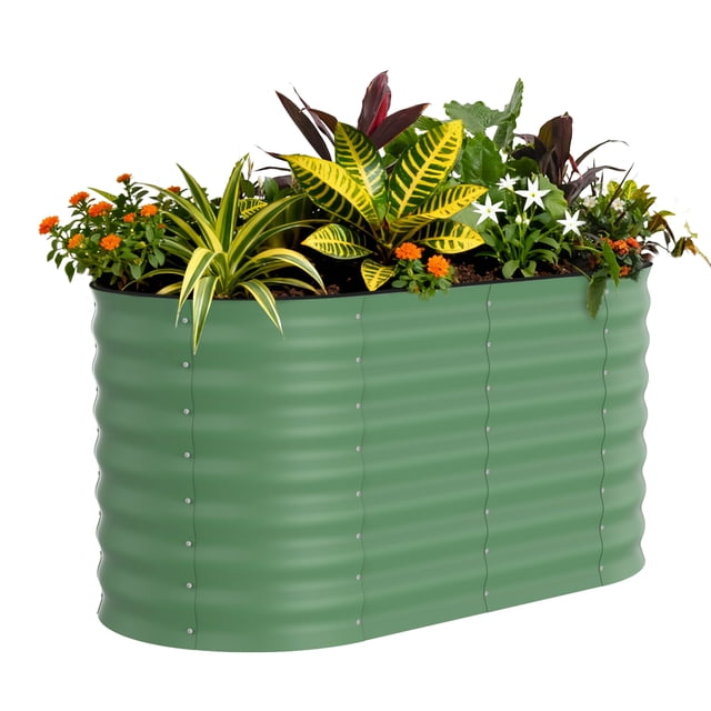 Camas Elevadas para Jardín Huertos Urbanos - Cama Metálica Galvanizada 120x60x60cm - Resistente a la Intemperie con Bordes de Protección - Color Verde Anticorte - Fácil Montaje - Ideal para Flores