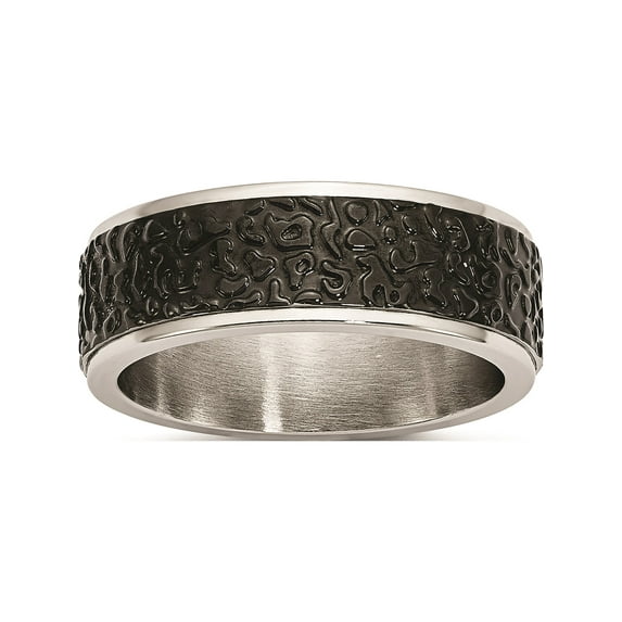 JbSP- Stainless Steel Polished and Textured Black Ip-plated Band