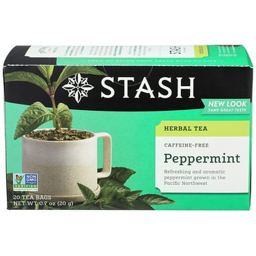 Stash Herbal Caffeine- Peppermint Tea, 20 Bags, PACK OF TWO 40 TOTAL