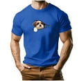 thumbnail image 2 of Blczomt Crewneck Men's Shirts Short Sleeve Casual Big and Tall Blue Tee Cute Graphic Animal Print Classic Mens Tshirt, 2 of 5