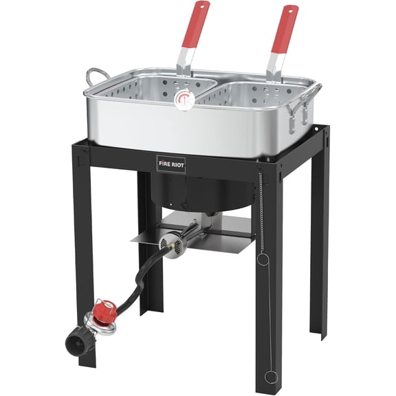 50,000 BTU Propane Deep Fryer, 18QT Aluminum Turkey Fryer with Dual Baskets – CSA-Approved Lightweight Cajun Outdoor Gas Fryer for Chicken, Fish, French Fries & Seafood