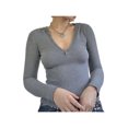 thumbnail image 3 of Qiylii Y2K Lace Trim Bow Knitted Preppy Retro Tops Full Sleeve Button Up Ribbed T Shirts Vintage Aesthetics Pullovers Grunge, 3 of 6