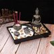 thumbnail image 2 of Zen Garden Incense Holder Candle White Sand and Decorative Stones (Thai Buddha),Buddha statue candelabra resin zen Buddha statue sandpan yoga, 2 of 5