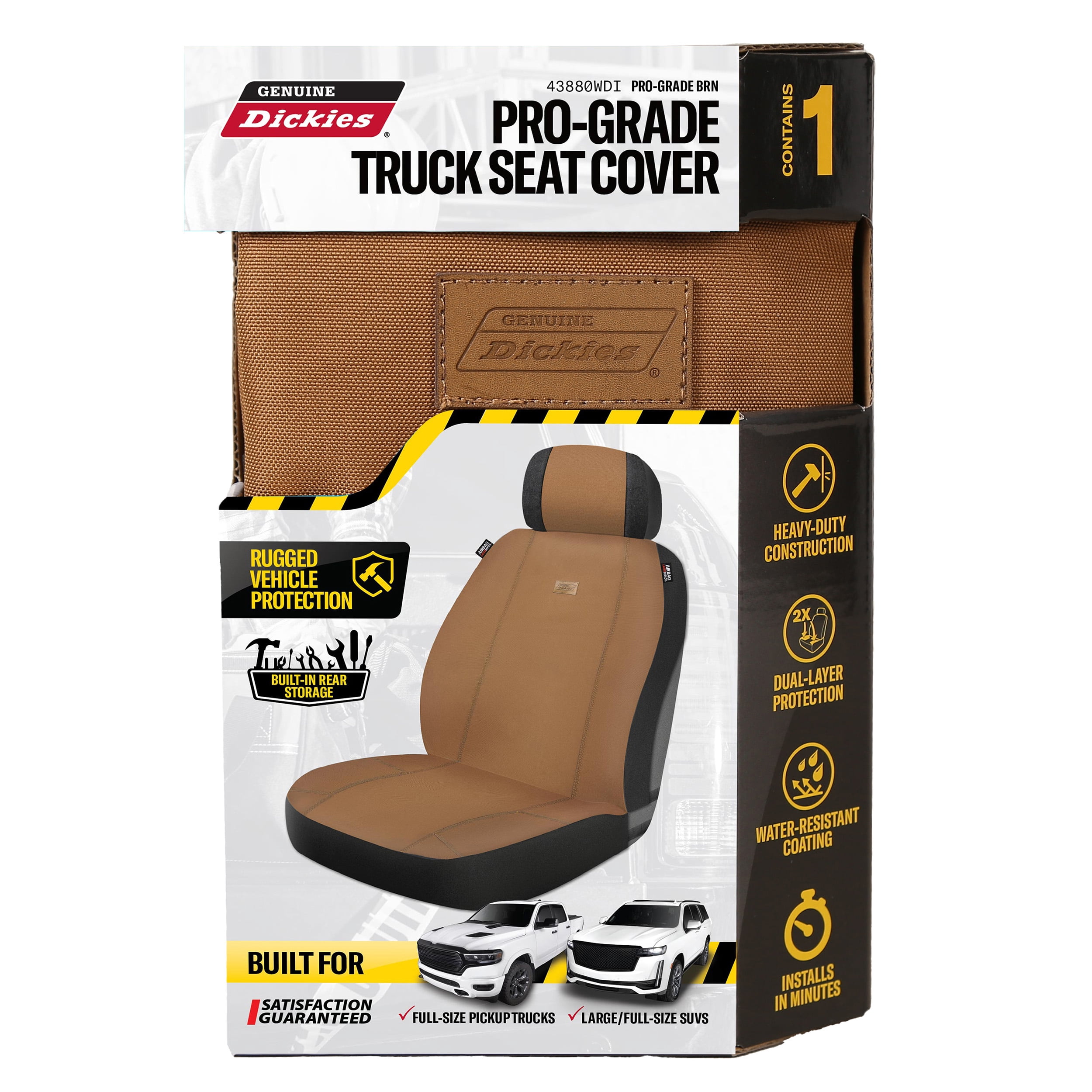 Genuine Dickies 1-Piece Brown Pro-Grade Heavy-Duty Truck Seat Cover