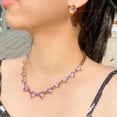 thumbnail image 2 of Top Pink CZ Heart Fiancee Pageant Choker Necklace Earrings 585 Gold Jewelry Set, 2 of 7