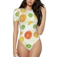 thumbnail image 2 of Goofa Colorful Lemons Printed Women Rash Guard Short Sleeve,Tummy control Swimsuit Surfing Swimsuit Bathing Suit One Piece Swimsuit UPF 50-Small, 2 of 9