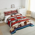 thumbnail image 3 of Manfei Southwestern Aztec Geometric Bedding Comforter Set,Rustic Western Cattle Hide Twin Comforter Sets,Red Blue Stripe Triangle Bedding Set For Adult,Microfiber Bedroom Decor Reversible,2-Piece, 3 of 8
