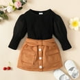 thumbnail image 2 of Girl Outfits Sets for Girls Kids Baby Girls Long Bubble Sleeve Ribbed Solid Sweater Tops Blouse Patchwork Skirt Outfit Clothes Set 2PCS, 2 of 8