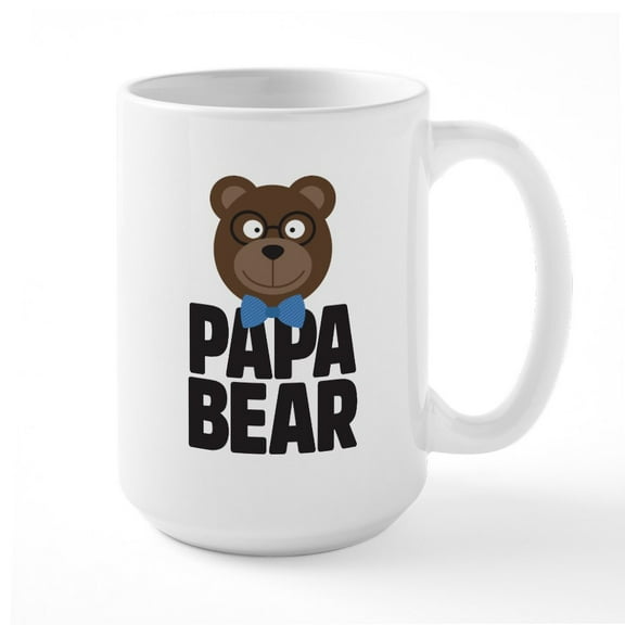CafePress - Papa Bear Large Mug - 15 oz Ceramic Large White Nolvety Mug