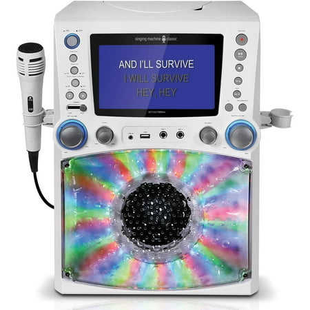 Singing Machine STVG785W CDG/MP3G Karaoke System with 7" Color Monitor and Record to USB with Microphone