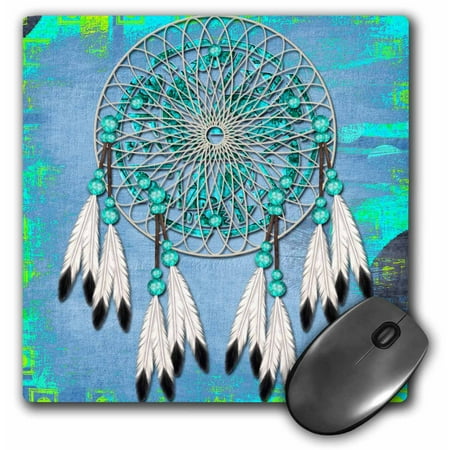 Catchers Pad - 3dRose Dream catcher with beads and feathers and gradient grunge background - Mouse Pad, 8 by 8-inch