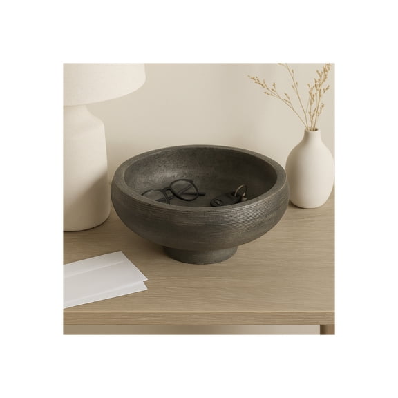 Modern Ribbed Texture Bowl for Coffee Table Decor - Decorative Bowl for Centerpiece Table Decoration or Kitchen Counter Accent - Versatile Home Decor Accent for Keys or Candy Bowl - 8", Black