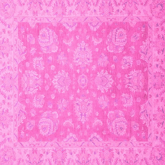Ahgly Company Indoor Square Abstract Pink Modern Area Rugs, 5' Square