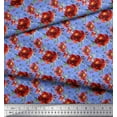 thumbnail image 3 of Soimoi Blue Cotton Duck Fabric Leaves & Peony Floral Printed Fabric 1 Yard 44 Inch Wide, 3 of 3