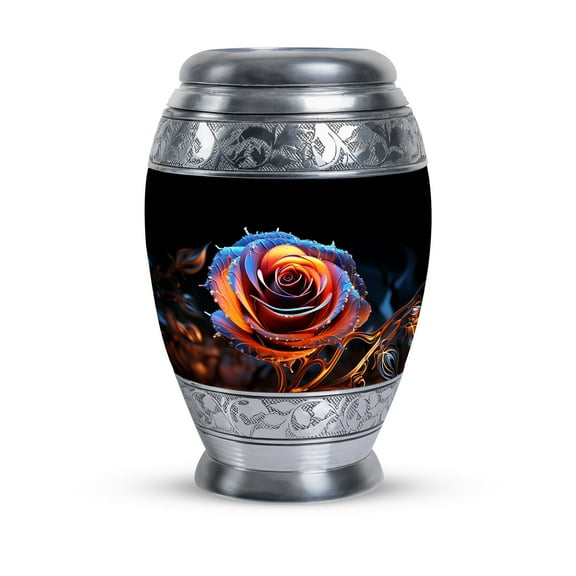 Large Glowing Rose Urn, Funeral Urns For Ashes, Cremation Urns For Men, Funeral Urns For Adult Human Ashes, Urns For Women Ashes, Metal Urns, Decorative Urn For Ashes, Memorial Urn For Ashes 10 Inches