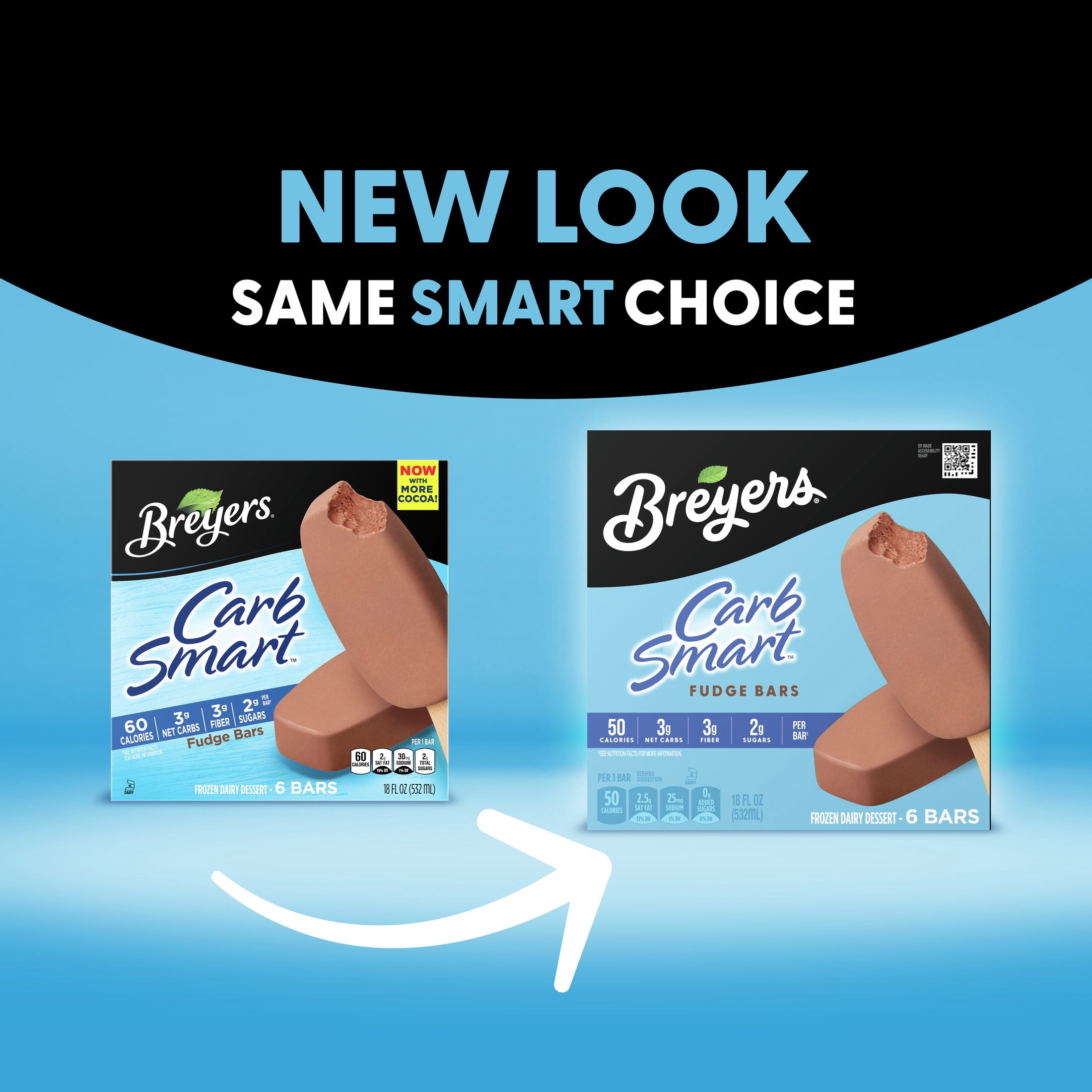 Breyers CarbSmart Creamy Fudge Cholocate Ice Cream Bars Frozen Desserts, 6 Count