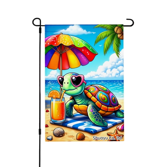 Jbralid Colorful Turtle Beach Scene Garden Flag For Spring Summer Home Outdoor Garden Yard Door Decor 12x18 inch