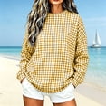 thumbnail image 4 of Women's Gingham Plaid Sweatshirt Crew Neck Long Sleeve Loose Fit Casual Pullover Top, 4 of 7