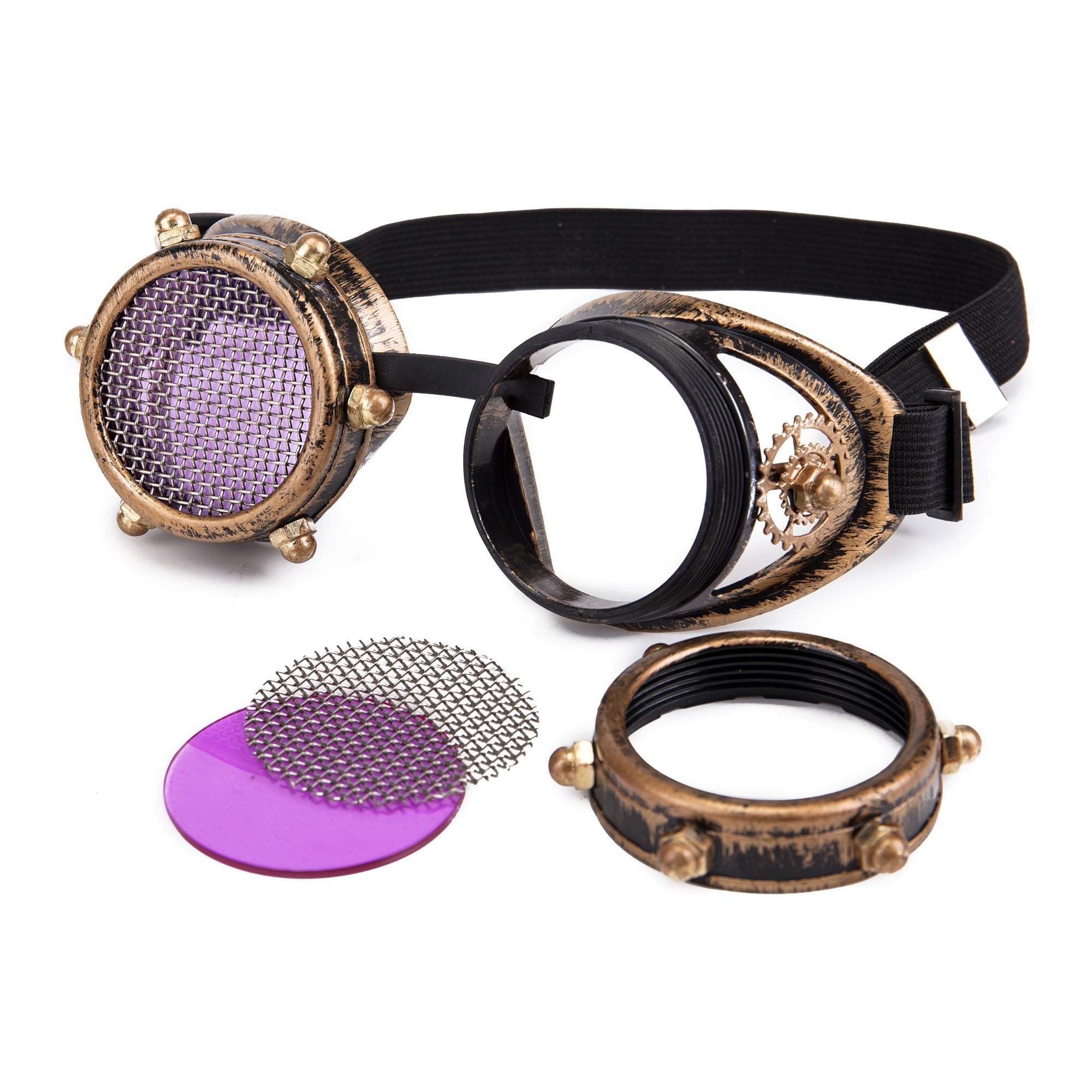 Cfgoggle Barbed Wire Led Light Steampunk Goggles Rainbow Kaleidoscope Sunglasses Special Lens 