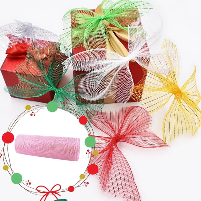 Life Tools Poly Mesh Ribbon with Metallic Foil Each Roll for Wreaths Swags Bows Wrapping And Decorating