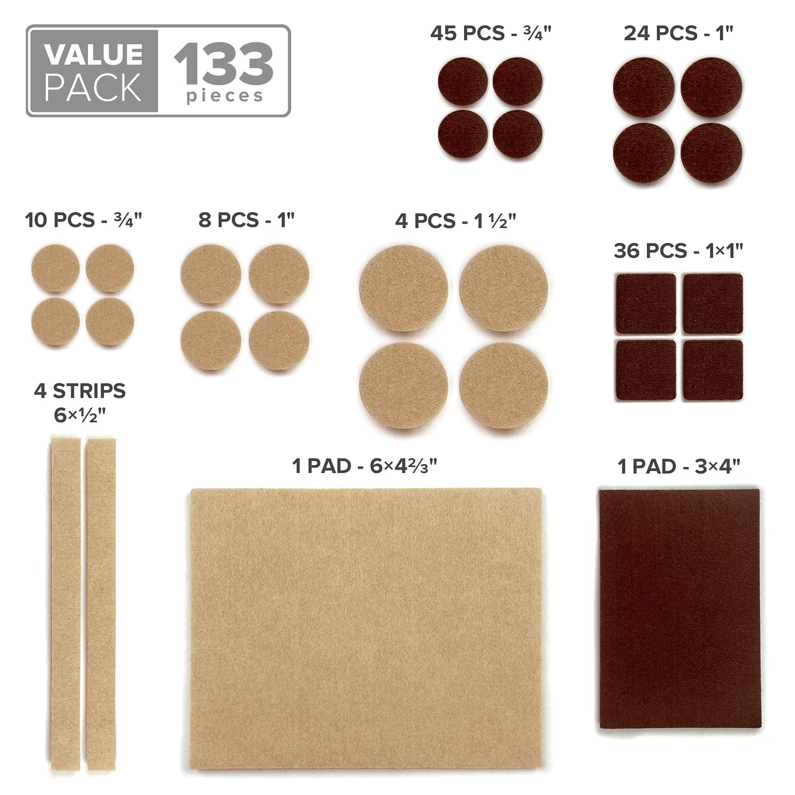 Felt Furniture Pads  133 - Feet Wood Floor Protectors Protect Your Hardwood & Laminate Flooring! Brown And Beige