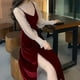thumbnail image 5 of Vestido con dobladillo suelto,Vestido de mujer Vestido de malla de 2 piezas Vestido con dobladillo dividido Diseño fácil de usar, 5 of 8