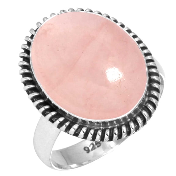 925 Sterling Silver Ring For Women - Men Pink Rose Quartz Gemstone Silver Ring Size 5 January Birthstone Boho Silver Ring Size 5 Engagement Gift For Women Gemstone 925 Silver Jewelry