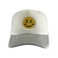 thumbnail image 2 of Gravity Threads Smile Face Embroidery Adjustable Trucker Hat - Cross Eye - White/Grey, 2 of 2