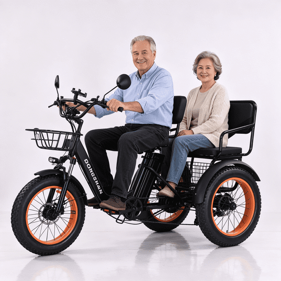 Electric Trike 750W Motor, 20"x4" Fat Tire 3-Wheel E-Bike with Rear Seat