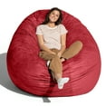 thumbnail image 6 of Jaxx 6-Foot Giant Bean Bag Chair, Convertible 2-in-1 Chair & Bed for Adults, Microsuede Cinnabar, 6 of 7