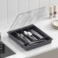 thumbnail image 1 of Hweilai Utensil Holder for Countertop with Lid, Plastic Silverware Tray for Drawer, 5 Compartments Flatware Organizer, 1 of 1