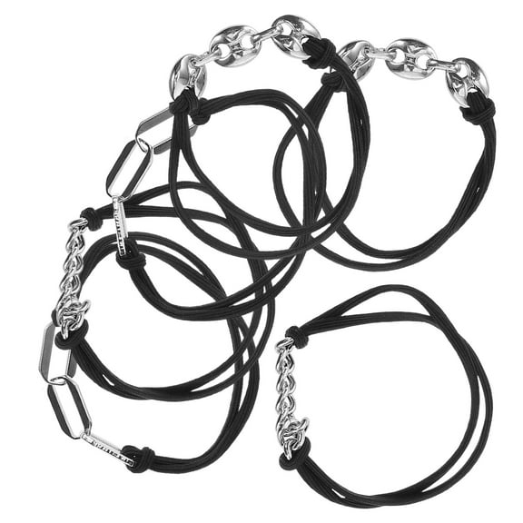 LULULION Elastic Ponytail Holders Silver 6Pcs