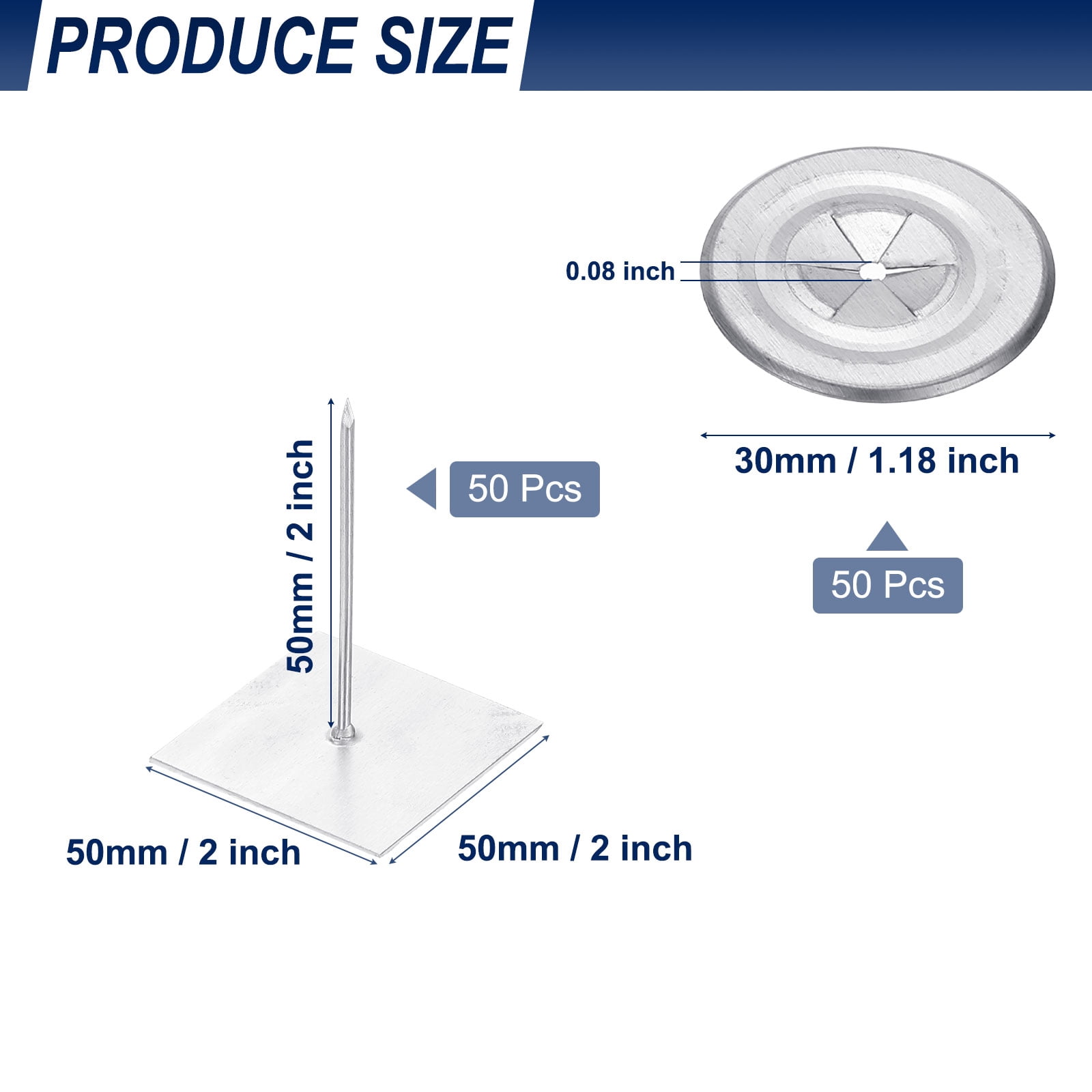 Uxcell Self Stick Insulation Pins, Self Locking Washers for Foam Board 50mm