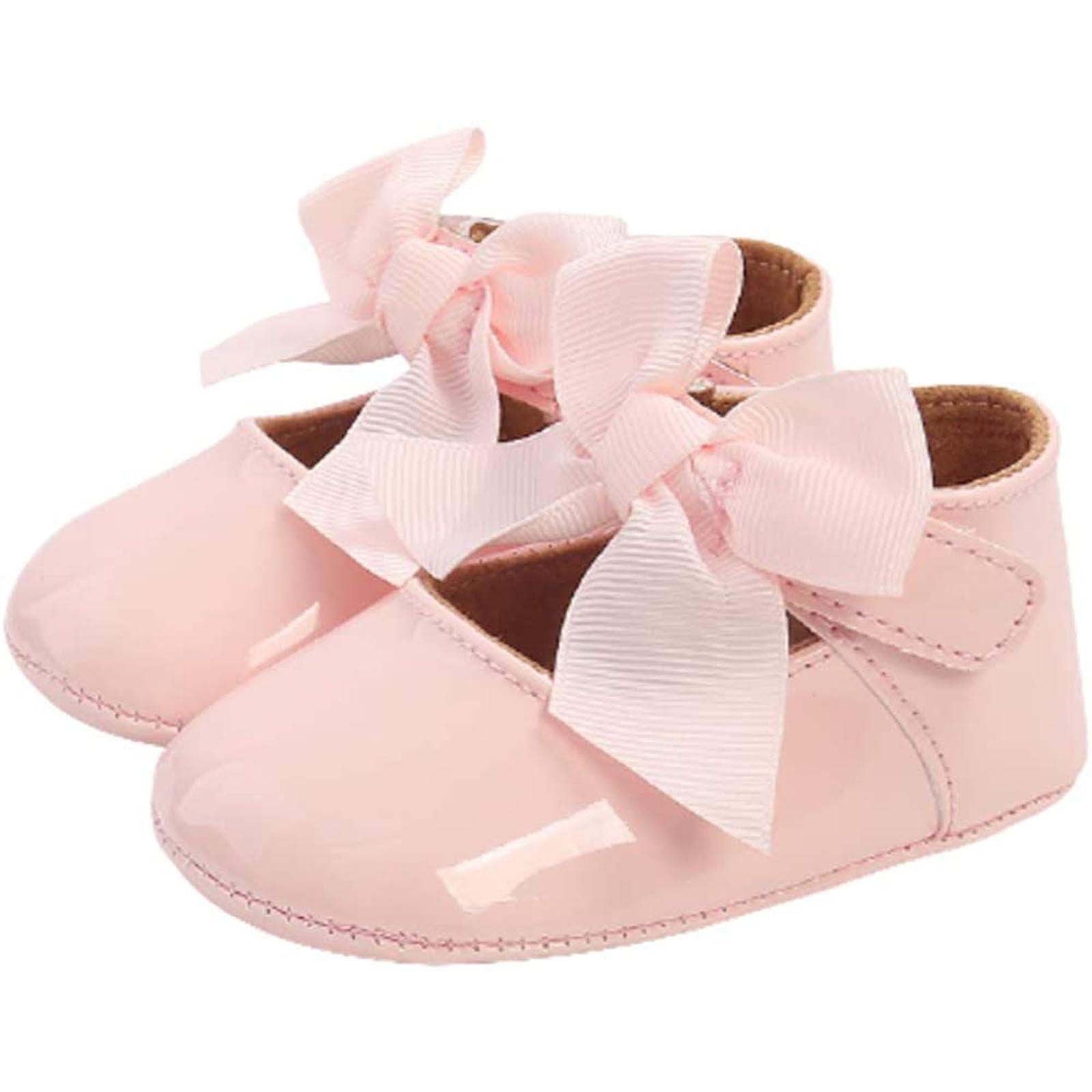 ENERCAKE Infant Baby Girls Shoes Non-Slip Bowknot Princess Dress Mary Jane Flats Toddler First Walker Baby Sneaker Shoes 