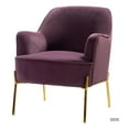 thumbnail image 2 of 14 Karat Home Accent Velvet Chair for Living Room, Upholstered Armchair with Golden Finish, Purple, 2 of 9