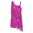 thumbnail image 2 of Mufeng Vêtements de Danse Latine Rumba pour Grandes Filles Concours de Tango Moderne Justaucorps Jazz à Franges Robe de Danse Rose Vif 16, 2 of 6