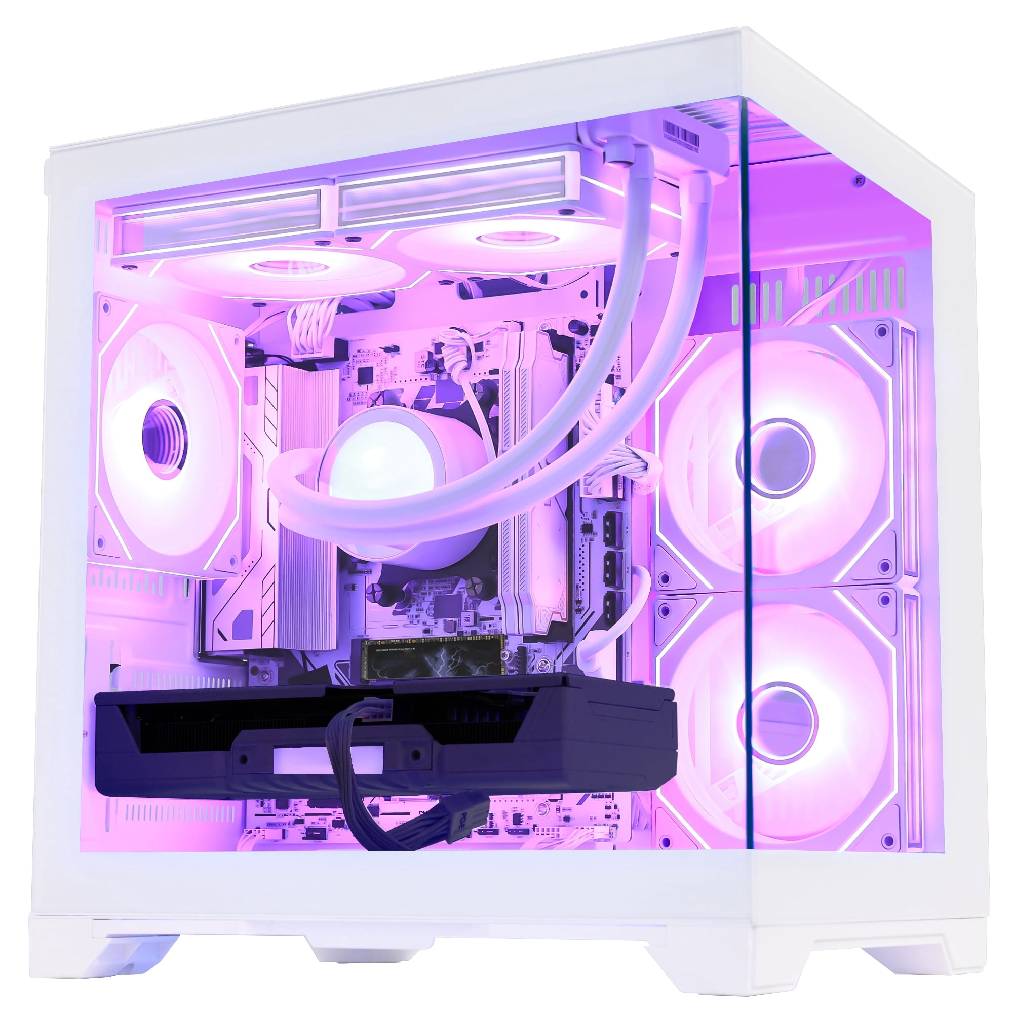 Hoengager Gaming Desktop, AMD Ryzen 7 8700F, GeForce RTX 5050 8GB, 16GB DDR5, 1TB PCIe, 240mm AIO Liquid Cooler, Windows 11 Prebuilt Computer-White