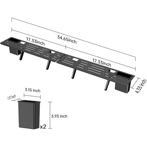 Steel TV Top Shelf- Adjustable Screen Shelf Floating Stand with 2 Storage Boxes,Computer Screen Shelf for Soundbar, Media Boxes, Game Console, Router and Home,34.65×4.33inch