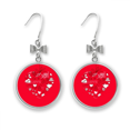 thumbnail image 1 of Valentine's Day Red White Heart Bow Earrings Drop Stud Pierced Hook, 1 of 3