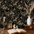 thumbnail image 2 of Floral Peel and Stick Wallpaper Vintage Blossom Tree Butterflies Dark Wall Mural 23.6in x 9.8ft Self Adhesive Removable Wall Paper Renter Friendly Wallpaper for Bedroom Nursery Kids, 2 of 8