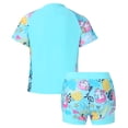 thumbnail image 2 of HULIJA Girls Short Sleeve Swimsuits Rashguard Sets Two Piece UPF 50+ Sun Protective Sunsuits Blue Cartoon Horse 12, 2 of 7