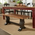 thumbnail image 4 of Weston Home Farmhouse Oak Top Dining Bench with Trestle Leg, Antique White, 4 of 12