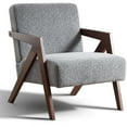 thumbnail image 3 of Ebello Modern Accent Chair – Small Plaid Fabric Armchair for Living Room, Bedroom, Office, 300lbs (Gray), 3 of 10
